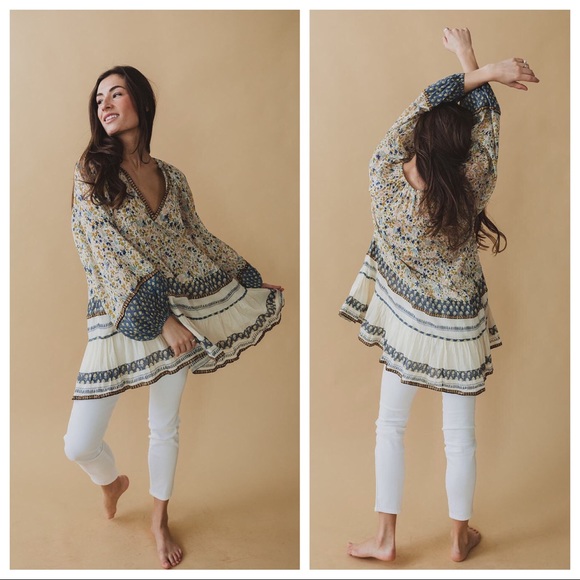FREE PEOPLE BOHO FLOWY TUNIC SWING MINI DRESS A2C - Picture 8 of 16